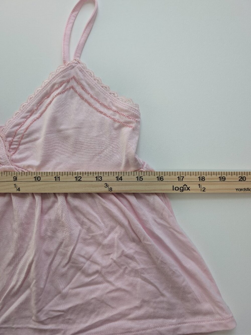 Riley & James Women's Pink Solid Lace Trim Beaded Camisole Adjustable Straps M - Picture 9 of 10